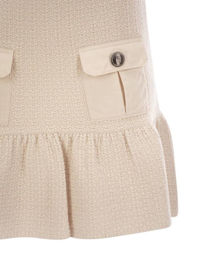 Bouclé wool miniskirt with technical sail cloth pockets - ELISABETTA FRANCHI - BALAAN 4