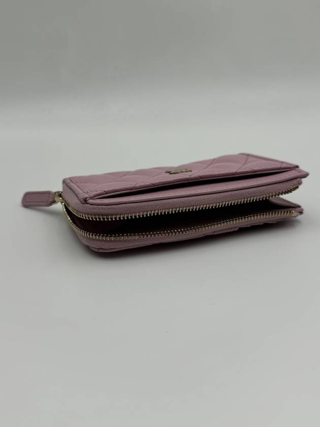 Classic card wallet zipper holder caviar light pink champagne gold AP3179 - CHANEL - BALAAN 4