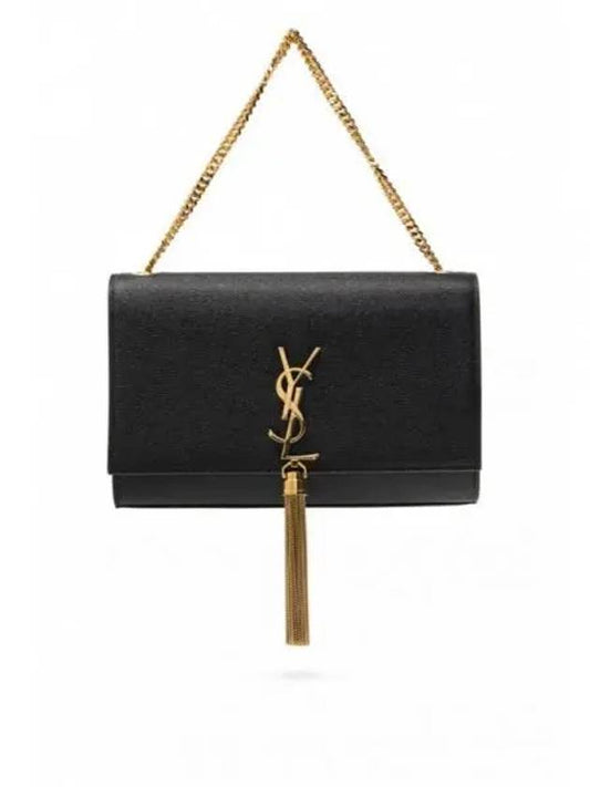 Kate Tassel Chain Cross Shoulder Bag Black - SAINT LAURENT - BALAAN 2