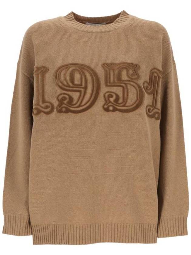 Logo Wool Knit Top Camel - MAX MARA - BALAAN 1