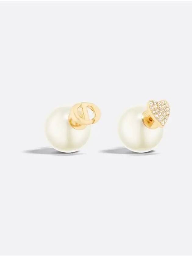 Tribales Finish Metal Resin Pearl Crystal Earrings Gold White - DIOR - BALAAN 3