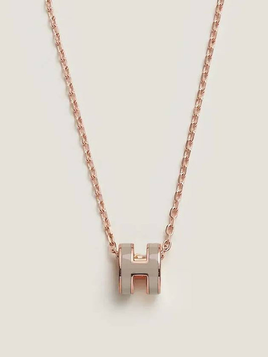 Mini Pop H Pendant Rose Gold & Marron Glace - HERMES - BALAAN 2