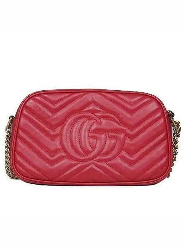 447632 GG gold plated red leather Marmont matelass shoulder cross bag - GUCCI - BALAAN 3