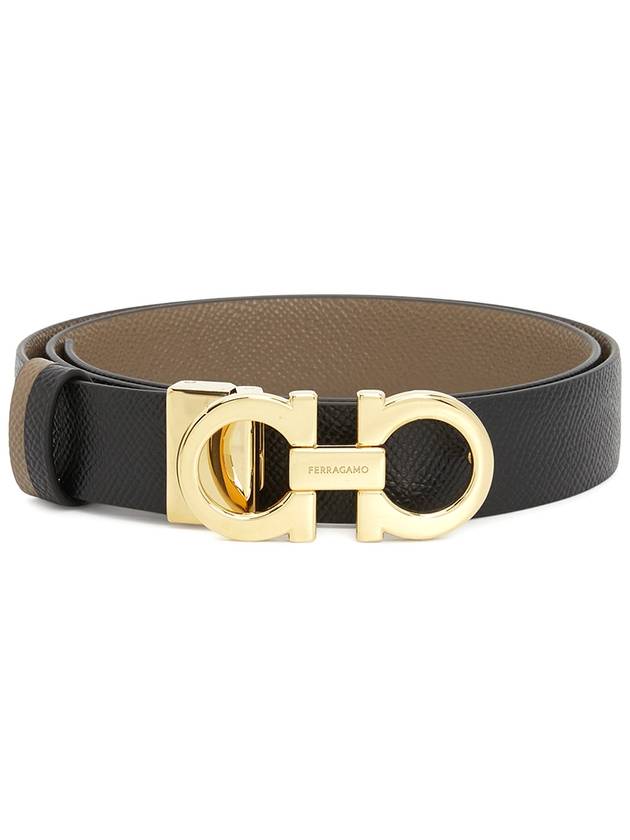 Reversible Gancini Leather Belt Black Caraway Seed - SALVATORE FERRAGAMO - BALAAN 3