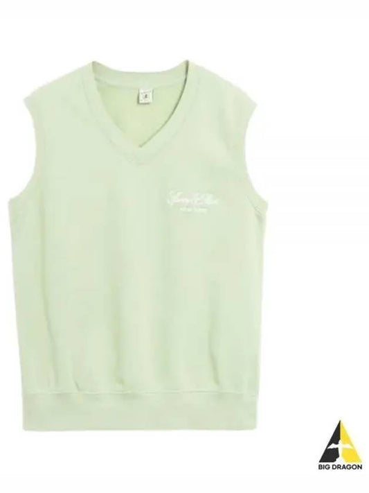 24 Vendome Embroidered V Neck Vest SageWhite WS044S412VS - SPORTY & RICH - BALAAN 1