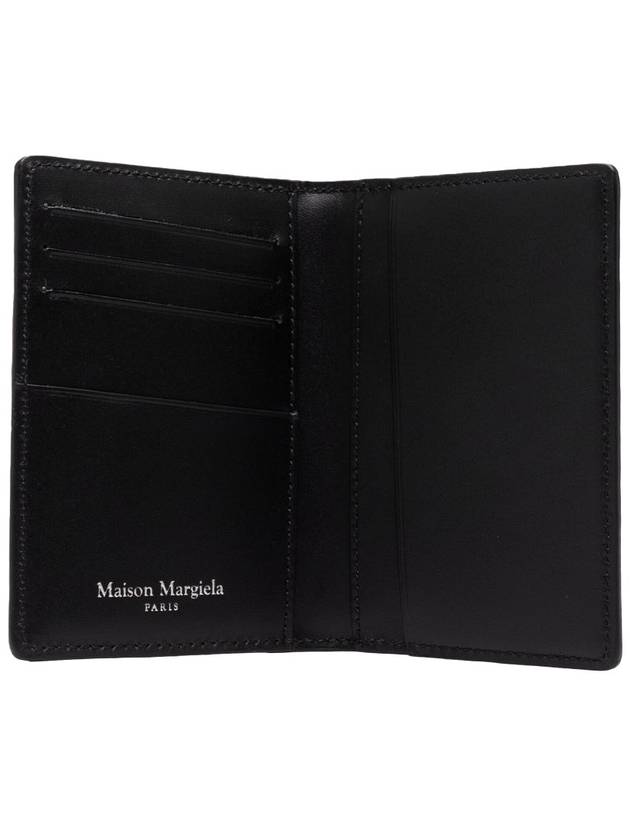 Leather Bi-Fold Card Wallet Black - MAISON MARGIELA - BALAAN.