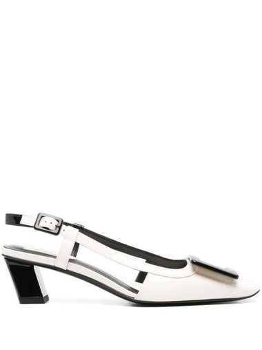 Belle Vivier Patent Leather Slingback Heel Black White - ROGER VIVIER - BALAAN 1