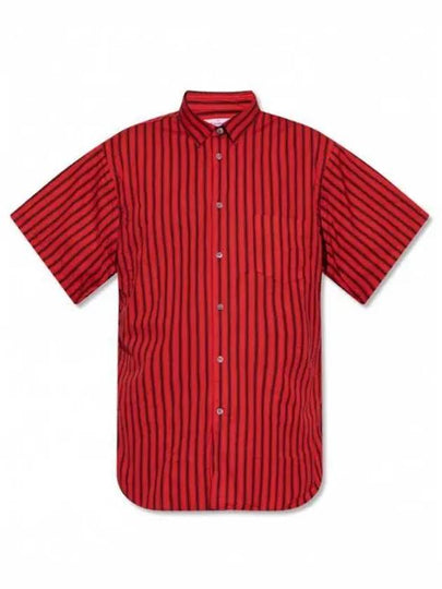 Striped Short Sleeve Shirt Black Red - COMME DES GARCONS - BALAAN 2