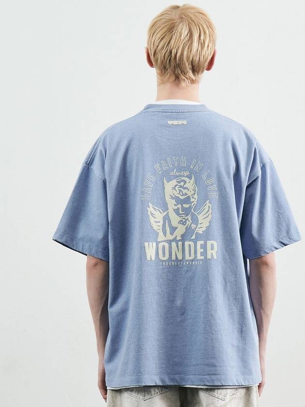 Y ANGEL PIGMENT SHORT SLEEVE T SHIRT LIGHT BLUE - YCW - BALAAN 1