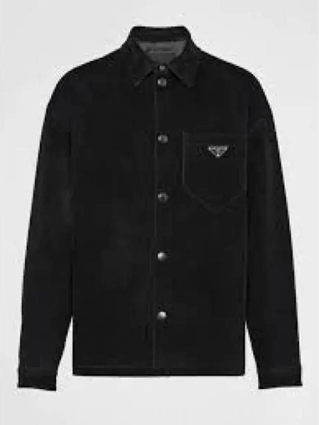 Triangle Logo Corduroy Long Sleeve Shirt Black - PRADA - BALAAN 2