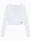 JEANS Women s White Split Collar Lip Long Sleeve J222025 YAF - CALVIN KLEIN - BALAAN 2