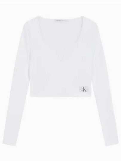 JEANS Women s White Split Collar Lip Long Sleeve J222025 YAF - CALVIN KLEIN - BALAAN 2