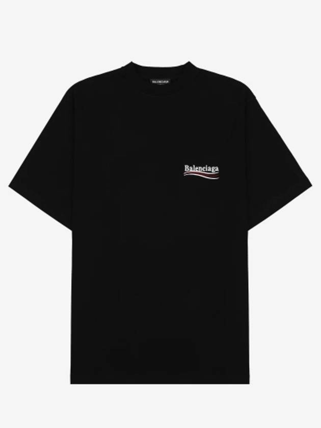 Political Campaign Large Fit Short Sleeve T-Shirt Black - BALENCIAGA - BALAAN 3