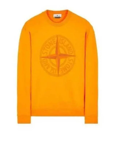 Garment Dyed Stitches Four Print Crewneck Sweatshirt Orange - STONE ISLAND - BALAAN 2