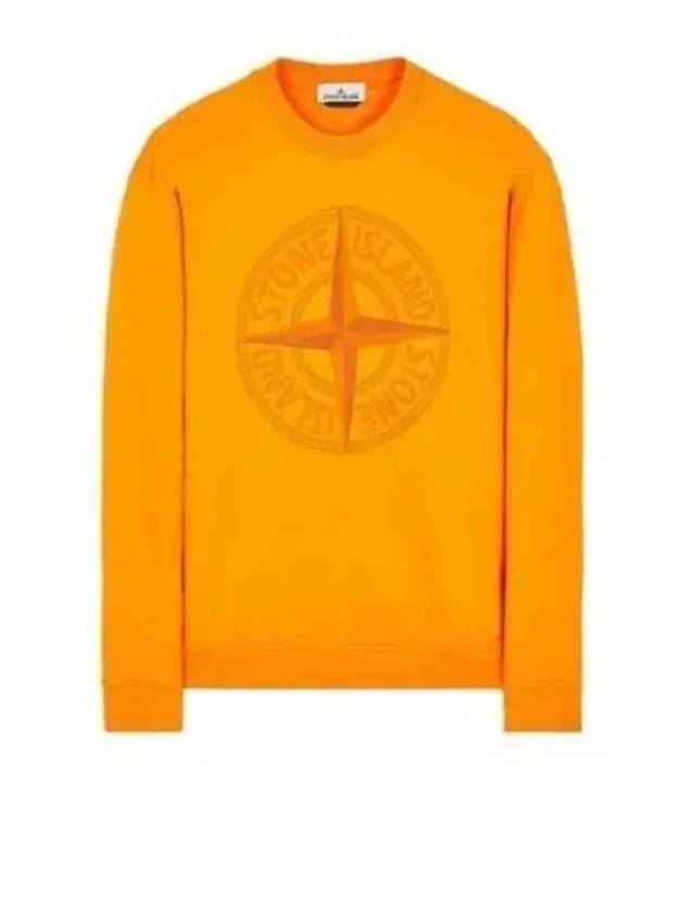 Garment Dyed Stitches Four Print Crewneck Sweatshirt Orange - STONE ISLAND - BALAAN 2