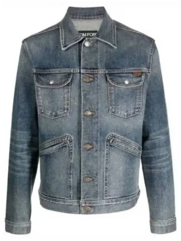 Classic Logo Tab Flap Pocket Denim Jacket Blue - TOM FORD - BALAAN 2