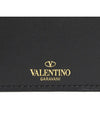 One Stud Leather Zipper Coin Purse Black - VALENTINO - BALAAN 3