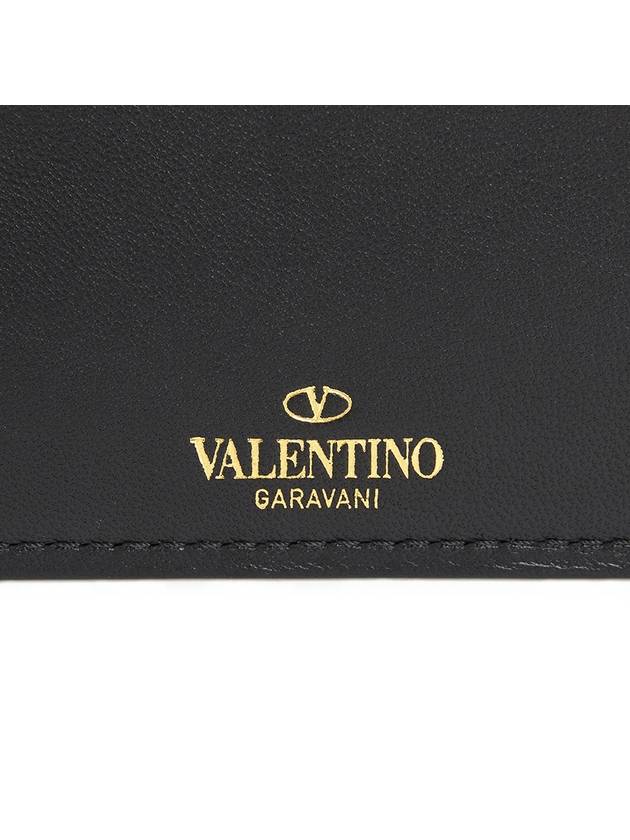 One Stud Leather Zipper Coin Purse Black - VALENTINO - BALAAN 3