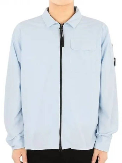 Gabardine Zip Up Long Sleeve Shirt Blue - CP COMPANY - BALAAN 2