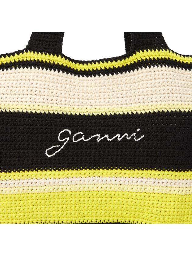 Crochet-Frill Embroided Logo Cotton Tote Bag - GANNI - BALAAN 8