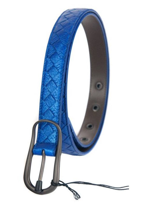 Intrecciato Leather Belt Metal Blue - BOTTEGA VENETA - BALAAN 2