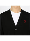 Red Heart Logo Merino Wool Cardigan Black - AMI - BALAAN 6