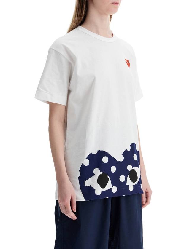 t-shirt in cotone bianco con cuore rosso unisex - COMME DES GARCONS PLAY - BALAAN 2