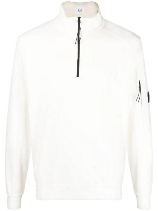 Men's Light Fleece Half Zipper Sweatshirt Gauze White - CP COMPANY - BALAAN 1
