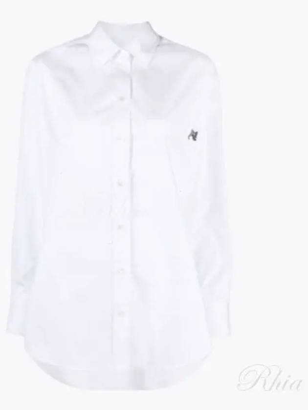 Chest Pocket Foxhead Patch Cotton Poplin Casual Shirt White - MAISON KITSUNE - BALAAN 2