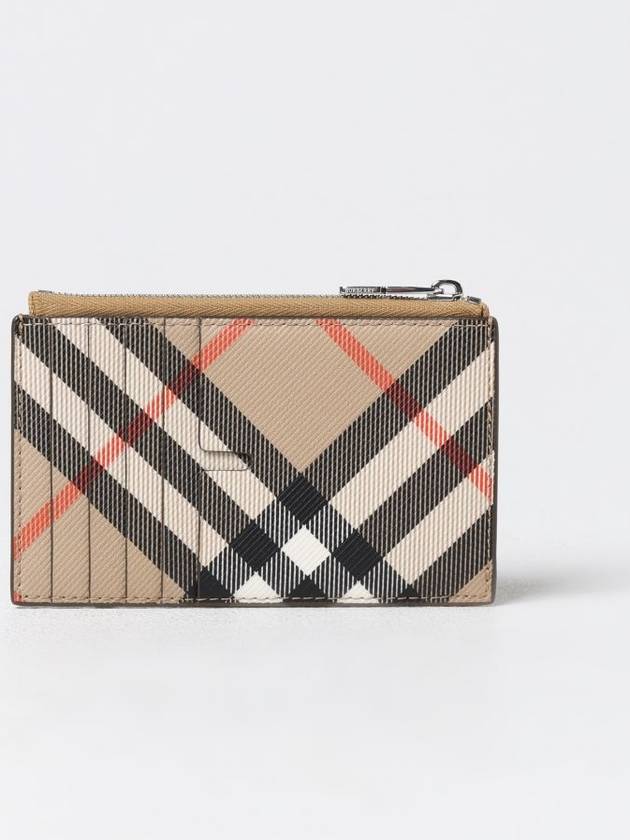 Check Zip Card Wallet Sand - BURBERRY - BALAAN 3