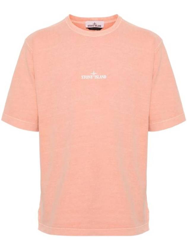 Logo Print Short Sleeve T-Shirt Pink - STONE ISLAND - BALAAN 1