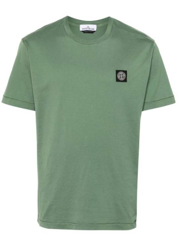 Logo Patch Short Sleeve T-Shirt Sage Green - STONE ISLAND - BALAAN 4