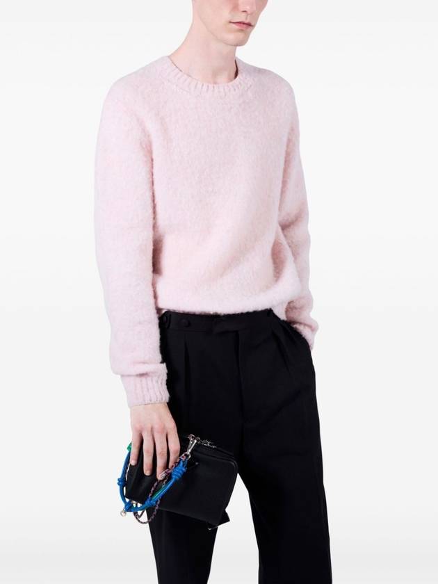 Shetland wool crewneck knit top alabaster pink - PRADA - BALAAN 3