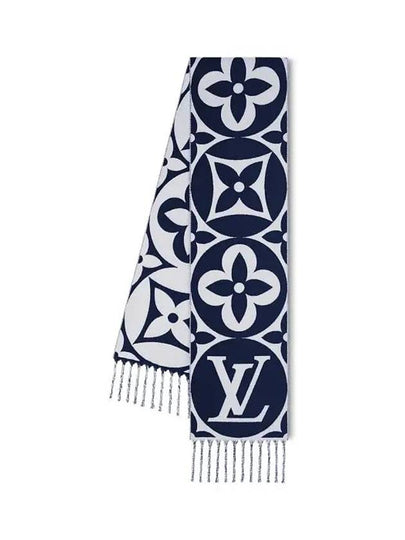 LV Medallion Scarf S00 Blue Marine M94850 - LOUIS VUITTON - BALAAN 2