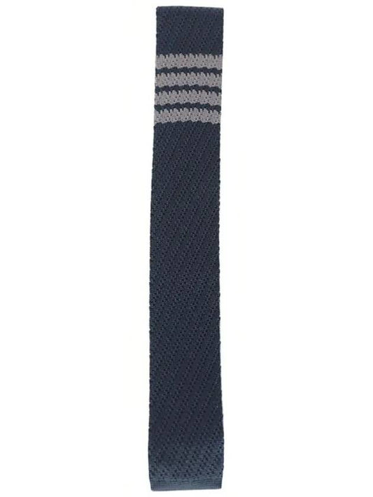 4 Bar Silk Knit Tie Navy - THOM BROWNE - BALAAN 2