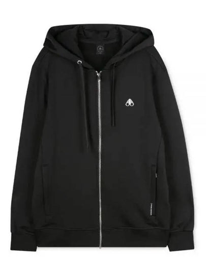 Dundas Logo Patch Cotton Zip Up Hoodie Black - MOOSE KNUCKLES - BALAAN 2