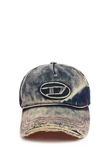 C Saimon Trimmed Denim Baseball Cap Blue White A064670DGAV - DIESEL - BALAAN 1