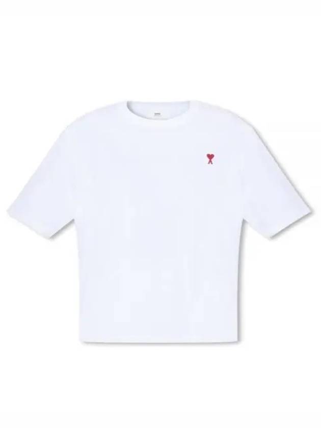 Small Heart Logo Boxy Fit Short Sleeve T-Shirt White - AMI - BALAAN 2