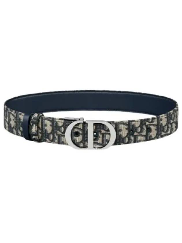 Oblique Jacquard 30 Montaine Reversible Smooth Calfskin Belt Blue - DIOR - BALAAN 2