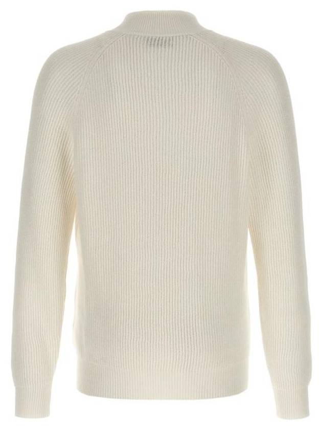 Ribbed Cotton Full-Zip Cardigan White - BRUNELLO CUCINELLI - BALAAN 3