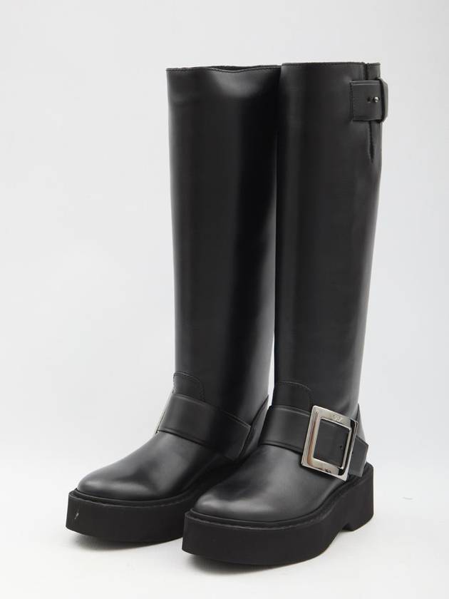 Viv Ranger Biker Leather Long Boots Black - ROGER VIVIER - BALAAN 3