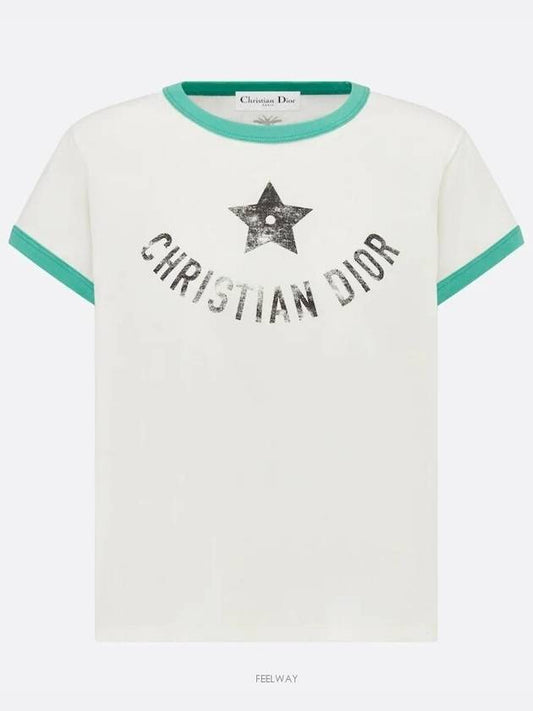 Dioriviera T shirt Ecru Aquamarina Cotton Jersey - DIOR - BALAAN 1