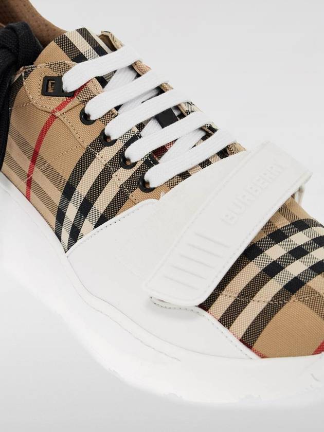 Vintage Check And Leather Sneakers White Archive Beige - BURBERRY - BALAAN 4