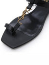 Cassandra Smooth Leather Flat Sandals Black - SAINT LAURENT - BALAAN 6