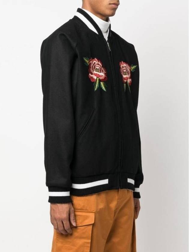 Embroidered French Reversible Bomber Jacket Black - KENZO - BALAAN 9