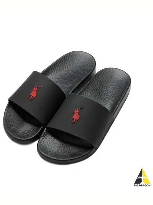 Signature Pony Slides Black - POLO RALPH LAUREN - BALAAN 1