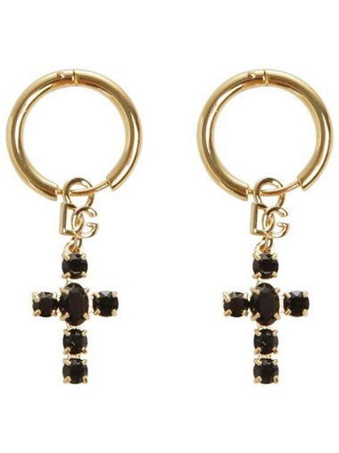 Dolce & Gabbana Creole Cross+Strass Earrings Accessories - DOLCE&GABBANA - BALAAN 1