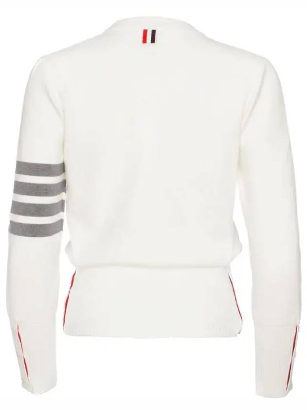 Milano Stitch Crewneck 4-Bar Cotton Crepe Knit Top White - THOM BROWNE - BALAAN 9