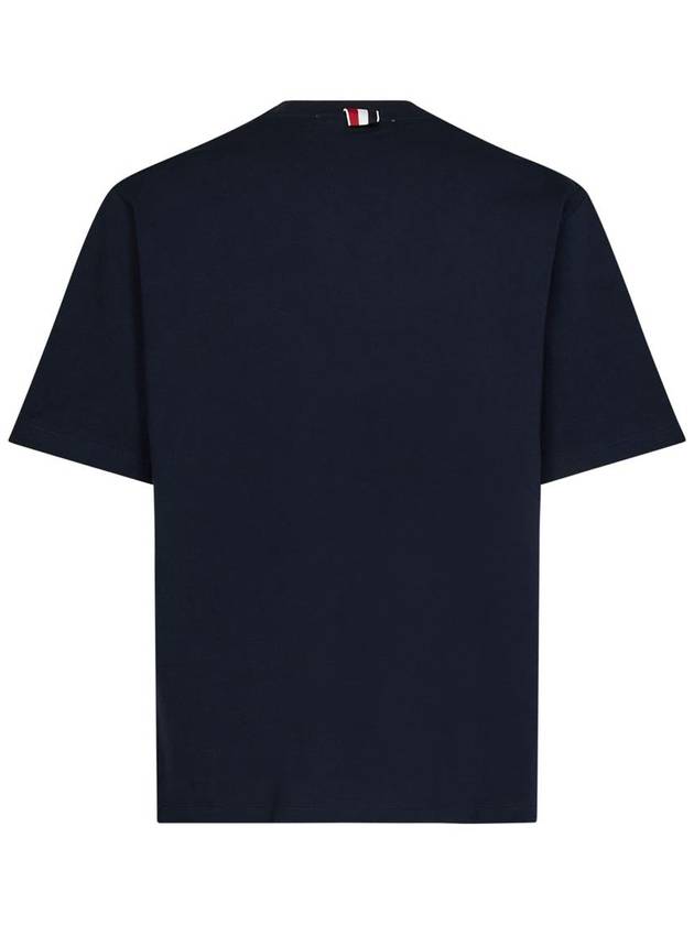 Cotton Oversized Pocket Short Sleeve T-Shirt Navy - THOM BROWNE - BALAAN 4