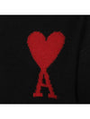 Intarsia Big Heart Logo Wool Knit Top Black - AMI - BALAAN 5